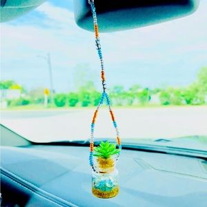 🚨2 for $20!🚨 🏖️New Handmade At The Beach - Mini Artificial Plant Car Charm🌱